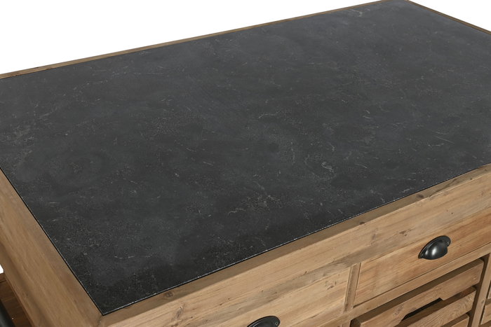DKD Home Decor Isla Cocina Cottage Natural Negro Abeto Piedra sinterizada 75 x 96 x 142 cm