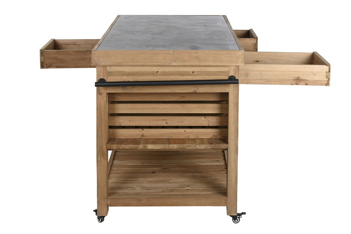 DKD Home Decor Isla Cocina Cottage Natural Negro Abeto Piedra sinterizada 75 x 96 x 142 cm