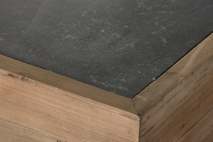 DKD Home Decor Isla Cocina Cottage Natural Negro Abeto Piedra sinterizada 75 x 96 x 142 cm