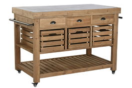 DKD Home Decor Isla Cocina Cottage Natural Negro Abeto Piedra sinterizada 75 x 96 x 142 cm