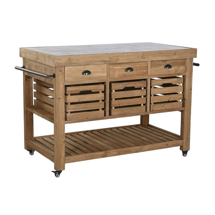DKD Home Decor Isla de Cocina Abeto y Piedra Sinterizada 142x75x96