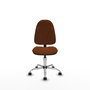 Silla de oficina Algarra con mecanismo Contacto permanente básico tapizada con Similpiel color Marrón. Equipada con Base cromada, Sin brazos y Ruedas de parqué