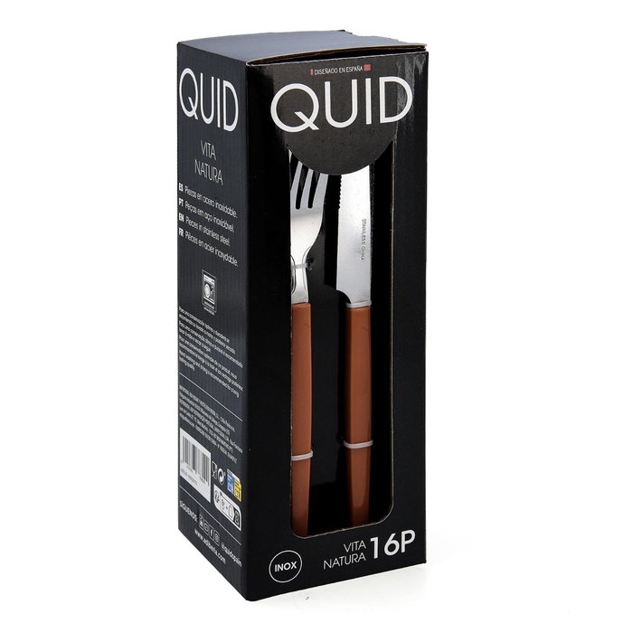 Set 16 Cubiertos Acero Inox y Mango Pp Vita Natura Quid 18-0-1,5 mm