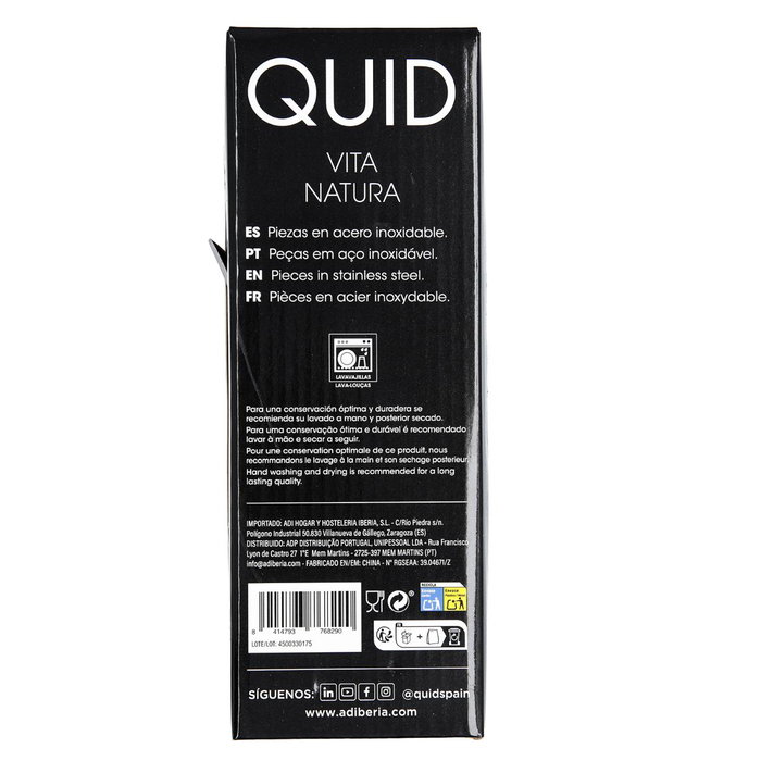 Set 16 Cubiertos Acero Inox y Mango Pp Vita Natura Quid 18-0-1,5 mm