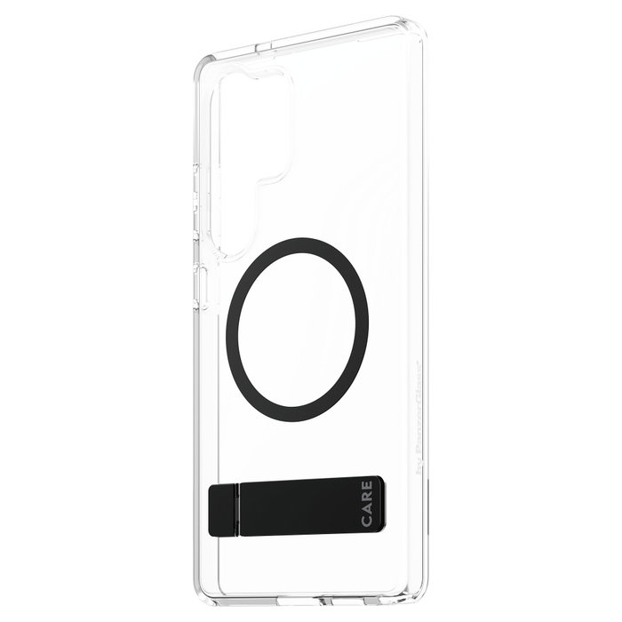 PanzerGlass CARE Case con Soporte Kickstand y Carga QI, Transparente, Compatible con Samsung Galaxy S25 Ultra
