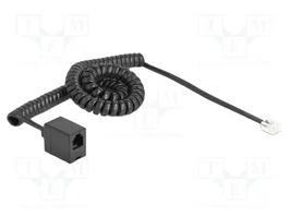 DeLOCK 90232 Cable telefónico espiral RJ11 macho a RJ11 hembra negro 3 m
