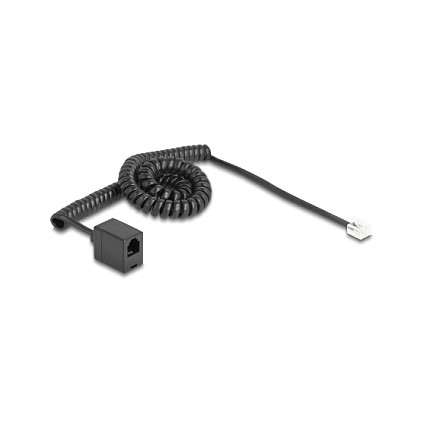 DeLOCK 90232 Cable telefónico espiral RJ11 macho a RJ11 hembra negro 3 m