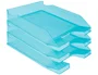 Q-connect Bandeja de Sobremesa de Plástico, Color Turquesa Transparente y Azul, Dimensiones 240x70x340 mm (370x270x210 mm)