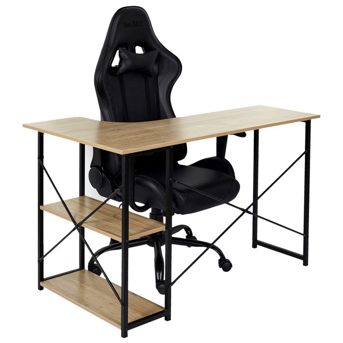 Home Deco Factory Escritorio Esquinero Job Negro Colección Industriel 120x74x74 cm