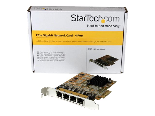 StarTech.com Adaptador de red PCI Express Gigabit Ethernet 4 puertos RJ45 10/100/1000 Mbps Tarjeta para servidores y estaciones de trabajo