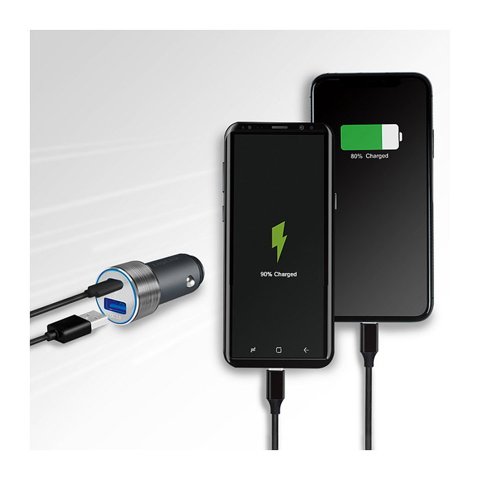 LogiLink PA0252 Cargador USB Coche 36W 2 Puertos (USB-C PD + USB-A QC 3.0) para Encendedor 12V/24V, Gris