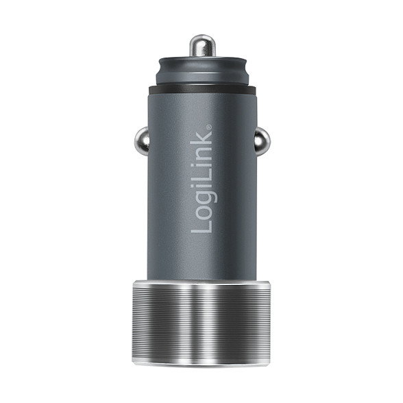 LogiLink PA0252 Cargador USB Coche 36W 2 Puertos (USB-C PD + USB-A QC 3.0) para Encendedor 12V/24V, Gris
