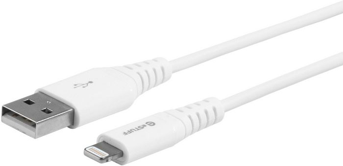 eSTUFF Cable de Carga y Sincronización Lightning MFI C89 0.15 m Blanco - Refuerzo con Kevlar, 50.000 Flexiones, Chipset Apple Certificado