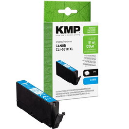 KMP Cartucho de tinta cyan reemplaza Canon CLI-551 C XL 6444B001