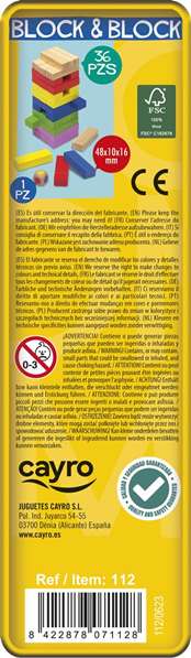 Cayro Juego Block a Block en Caja de Metal con 36 Piezas para Habilidad y Pulso Firme 6x18.5x5