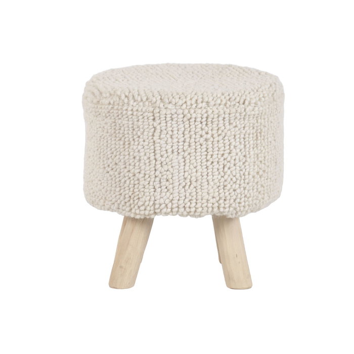 DKD Home Decor Reposapiés de Lana y Madera Crudo DKD Home Decor Reposapiés de Lana y Madera Crudo