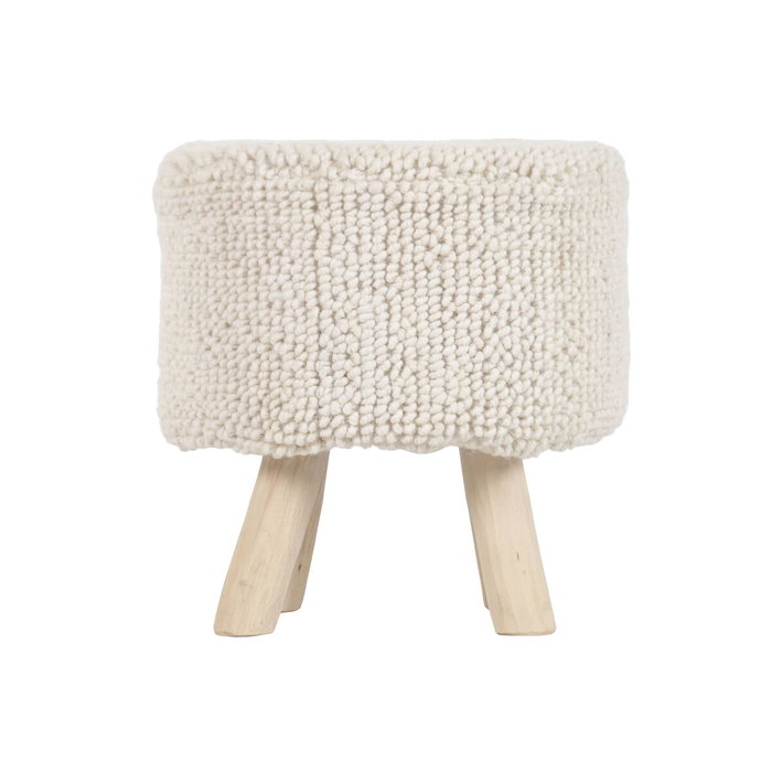 DKD Home Decor Reposapiés de Lana y Madera Crudo DKD Home Decor Reposapiés de Lana y Madera Crudo
