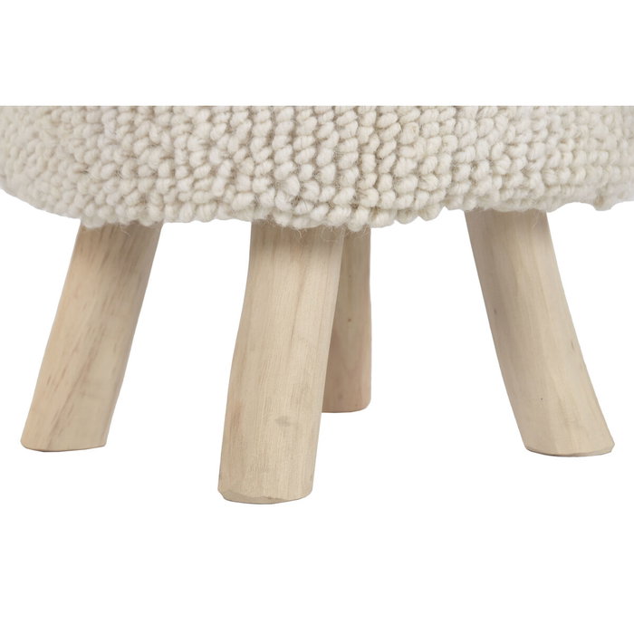 DKD Home Decor Reposapiés de Lana y Madera Crudo DKD Home Decor Reposapiés de Lana y Madera Crudo
