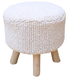 DKD Home Decor Reposapiés de Lana y Madera Crudo