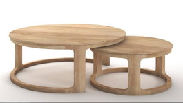 DKD Home Decor Set de 2 Mesas de Centro de Mango 90x90x45 cm Natural