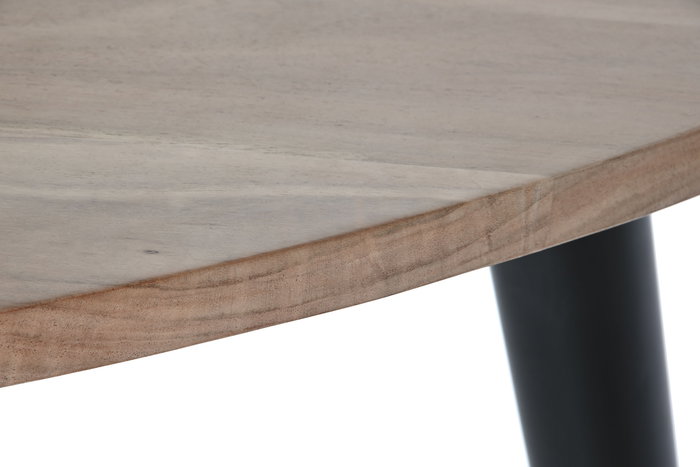 DKD Home Decor Mesa Centro Moderno Acacia y Metal Natural Negro 90 x 90 x 76 cm