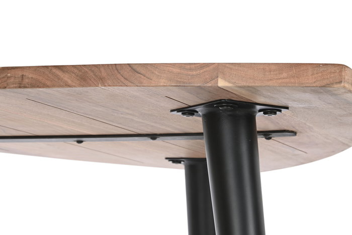 DKD Home Decor Mesa Centro Moderno Acacia y Metal Natural Negro 90 x 90 x 76 cm