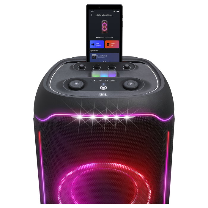 JBL PartyBox Ultimate Altavoz Party Bluetooth/Wi-Fi Portátil 1100W IPX4 con Ruedas, Asa y Luces LED