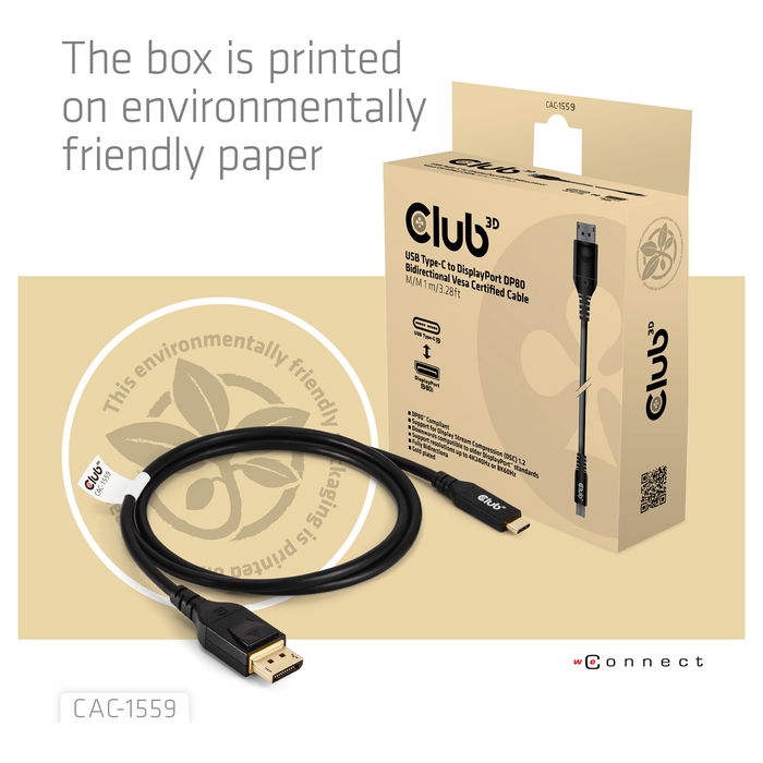 Club 3D Cable USB Tipo C a DisplayPort 2.1 1m 10K@60Hz