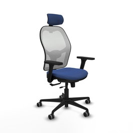 PIQUERAS Y CRESPO Silla de oficina Jorquera con mecanismo Sincro/Traslack Azul marino y Blanco