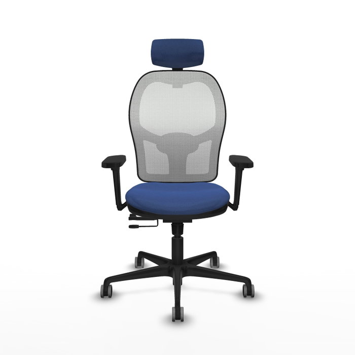 PIQUERAS Y CRESPO Silla de oficina Jorquera con mecanismo Sincro/Traslack Azul marino y Blanco