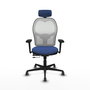 PIQUERAS Y CRESPO Silla de oficina Jorquera con mecanismo Sincro/Traslack Azul marino y Blanco