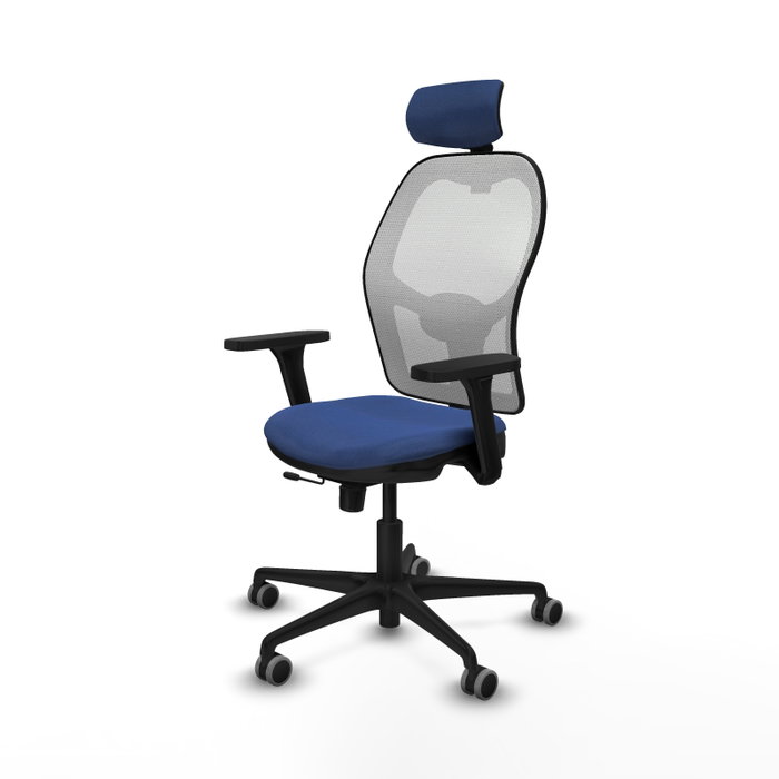PIQUERAS Y CRESPO Silla de oficina Jorquera con mecanismo Sincro/Traslack Azul marino y Blanco