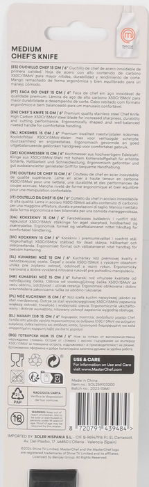Masterchef Cuchillo de Cocina Chef Profesional, Hoja de 15 cm y 1.8 mm de Grosor, Ideal para Cortar y Picar (18 Unidades)
