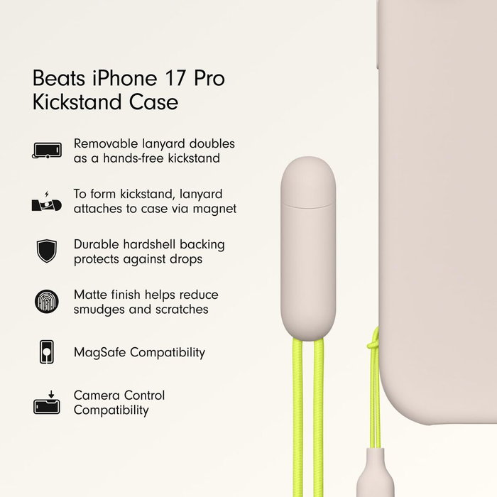 Beats Funda Kickstand con MagSafe y Control de Cámara para iPhone 17 Pro - Cal, Color piedra Beats Funda Kickstand con MagSafe y Control de Cámara para iPhone 17 Pro - Cal, Color piedra