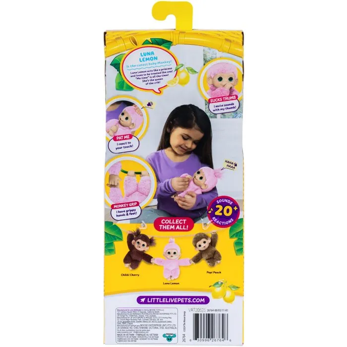 Little Live Pets Peluche Mi Mini Mono Bebé Rosa, Juguete para Mayores de 4 Años