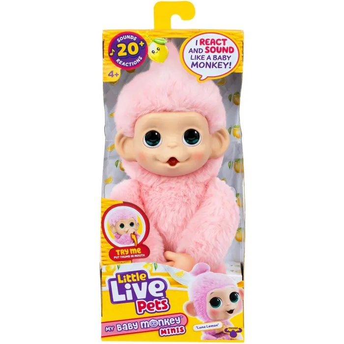 Little Live Pets Peluche Mi Mini Mono Bebé Rosa, Juguete para Mayores de 4 Años