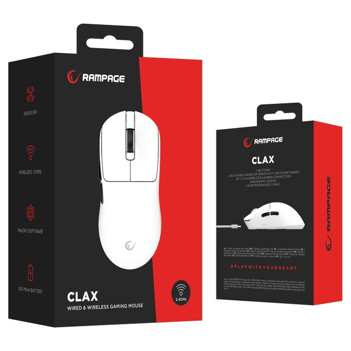 Rampage Clax Ratón Gaming Inalámbrico 24.000 DPI Blanco Rampage Clax Ratón Gaming Inalámbrico 24.000 DPI Blanco