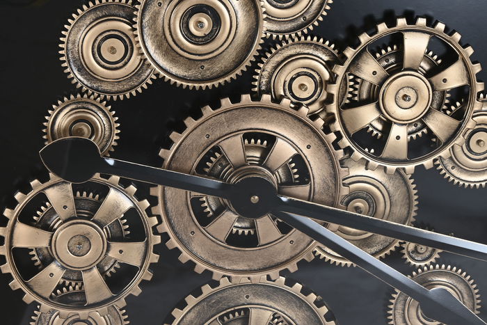 DKD Home Decor Reloj de Pared Loft Negro Dorado 9 x 127 x 127 cm