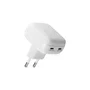 Dbramante1928 Cargador GaN 20W CH20EUWH7126, 2 Puertos USB-C, Carga Rápida PD 3.0, Adaptador de Corriente Plano Europeo Blanco