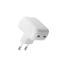 Dbramante1928 Cargador GaN 20W CH20EUWH7126, 2 Puertos USB-C, Carga Rápida PD 3.0, Adaptador de Corriente Plano Europeo Blanco