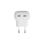 Dbramante1928 Cargador GaN 20W CH20EUWH7126, 2 Puertos USB-C, Carga Rápida PD 3.0, Adaptador de Corriente Plano Europeo Blanco