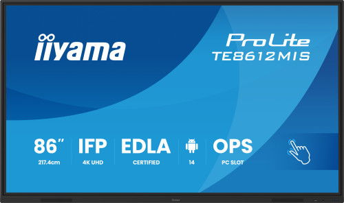 IIYAMA TE8612MIS 86'' 4K UHD IPS TOUCH 3840x2160 24/7 3xHDMI 2xUSB-C Wifi