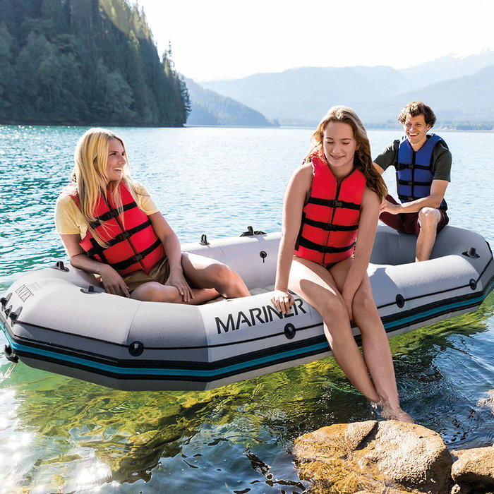Intex Barco Mariner para 3 personas con 2 remos de aluminio y bomba