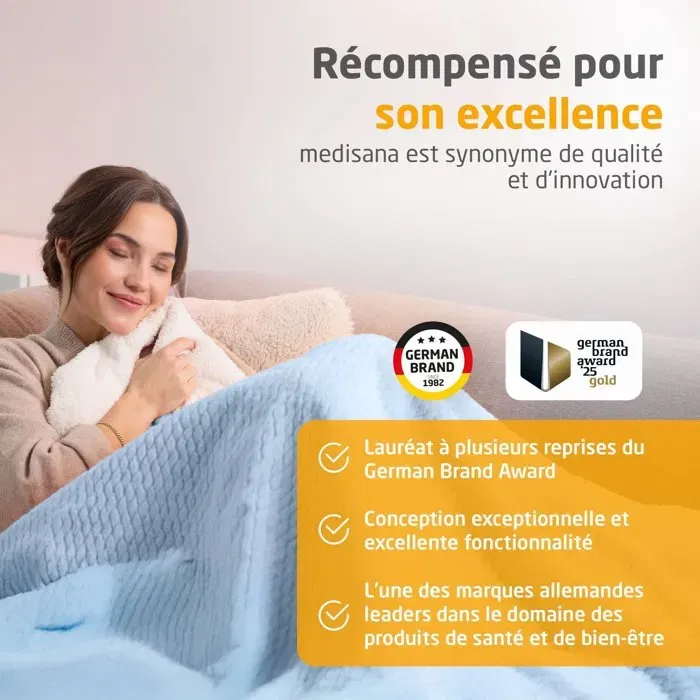 Medisana Manta Térmica Reversible HB 415 - 120 W, 9 Niveles, 180 x 130 cm - Azul