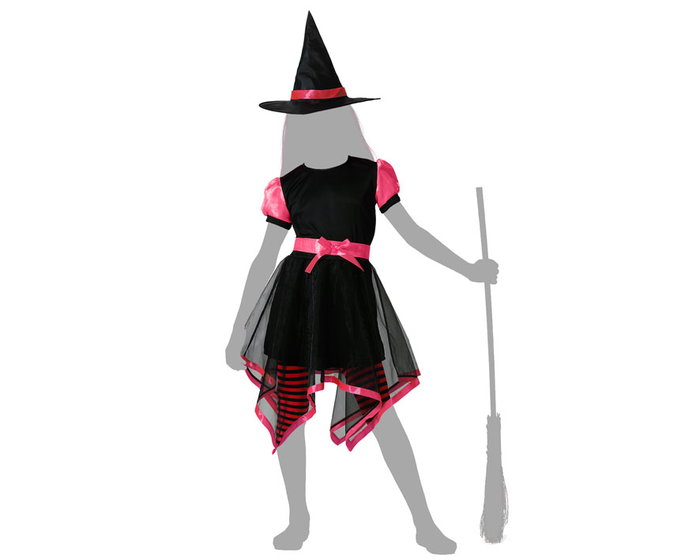 Disfraz de Bruja Infantil para Niña - Vestido Corto Rosa con Sombrero Puntiagudo - Halloween - Talla 5-6 Años Disfraz de Bruja Infantil para Niña - Vestido Corto Rosa con Sombrero Puntiagudo - Halloween - Talla 5-6 Años