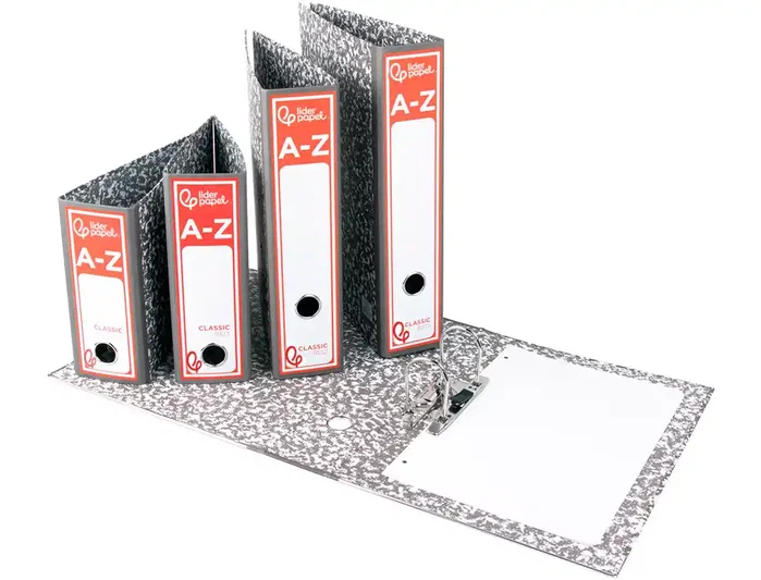 Liderpapel Archivador de palanca Classic Folio Rojo Cartón Entrecolado Lomo 80mm Gris Compresor Metálico