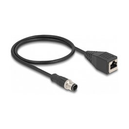 DeLOCK Cable adaptador M12 codificación D de 4 pines a RJ45 hembra, 50 cm