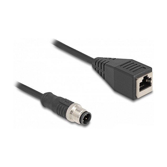 DeLOCK Cable adaptador M12 codificación D de 4 pines a RJ45 hembra, 50 cm