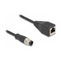 DeLOCK Cable adaptador M12 codificación D de 4 pines a RJ45 hembra, 50 cm