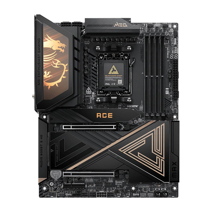 MSI MEG X870E ACE MAX Placa Base ATX, Socket AM5, Chipset AMD X870E, Wi-Fi 7, Bluetooth 5.4, DDR5 Hasta 9000 MHz, 5 Ranuras M.2, PCIe 5.0, 256 GB Max, HDMI 2.1